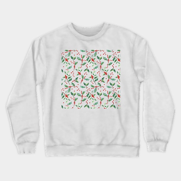 Christmas Holly Pattern Crewneck Sweatshirt by LThomasDesigns